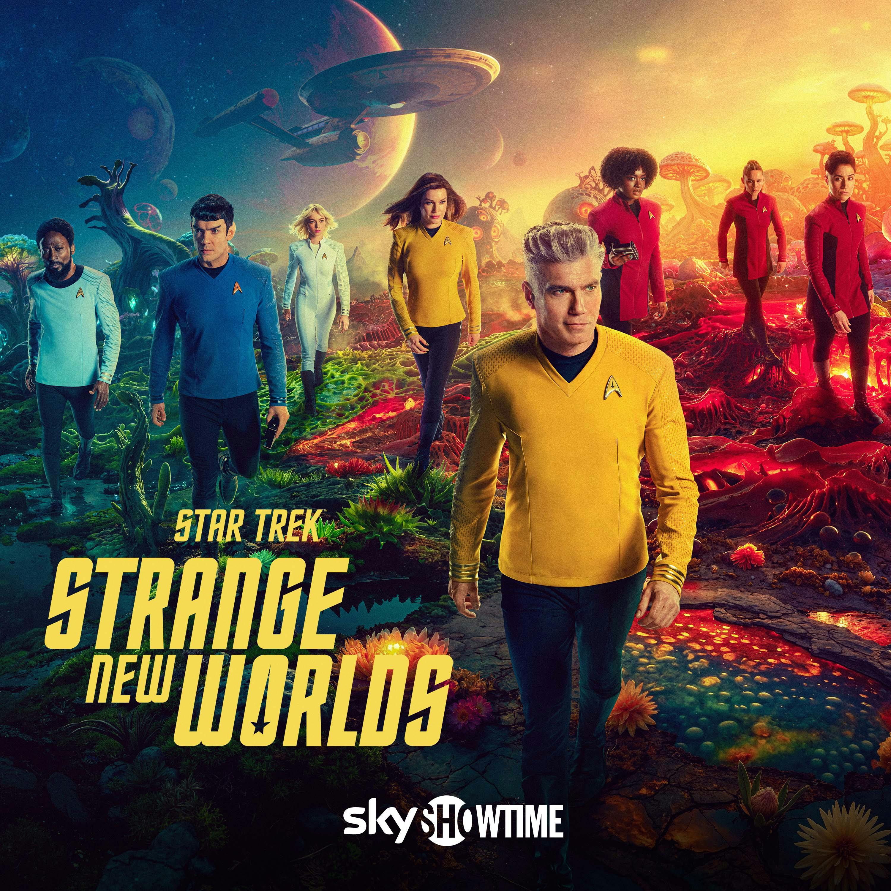 Star Trek: Strange New Worlds Season 3 official key art poster with SkyShowtime brand logo