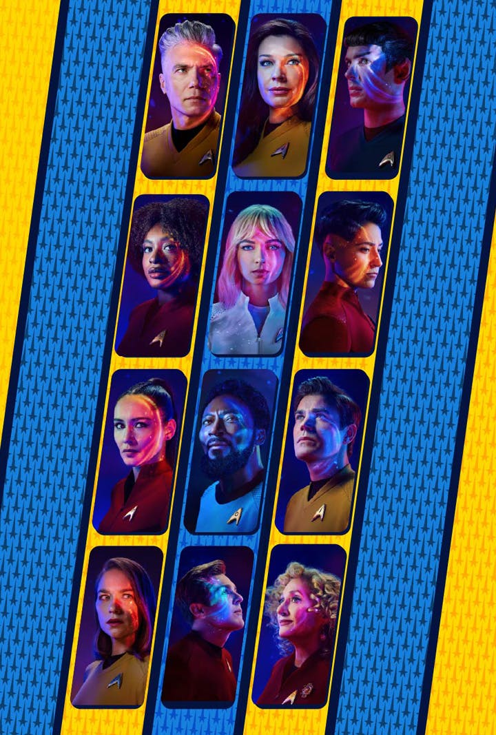 Collage featuring Season 3 gallery shots of the cast of Star Trek: Strange New Worlds