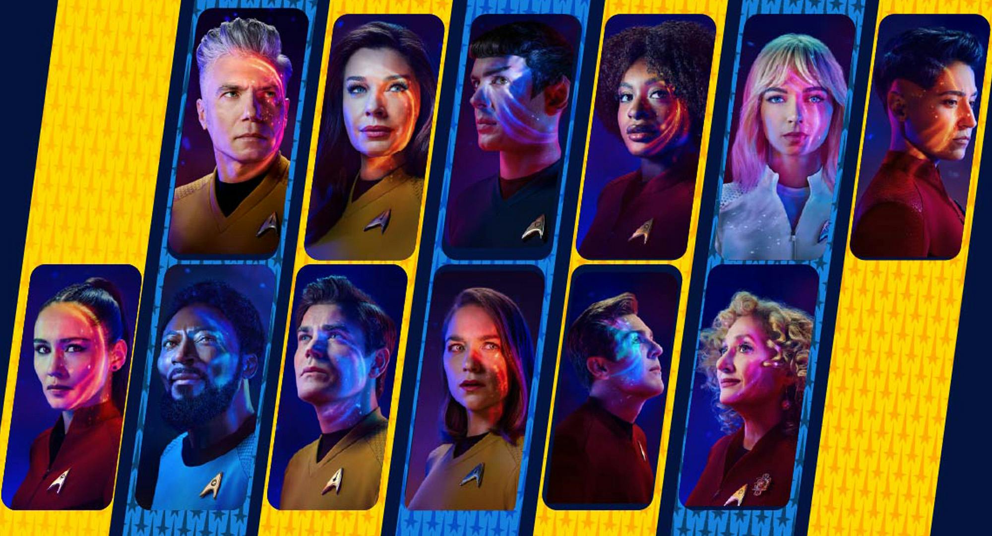 Collage featuring Season 3 gallery shots of the cast of Star Trek: Strange New Worlds