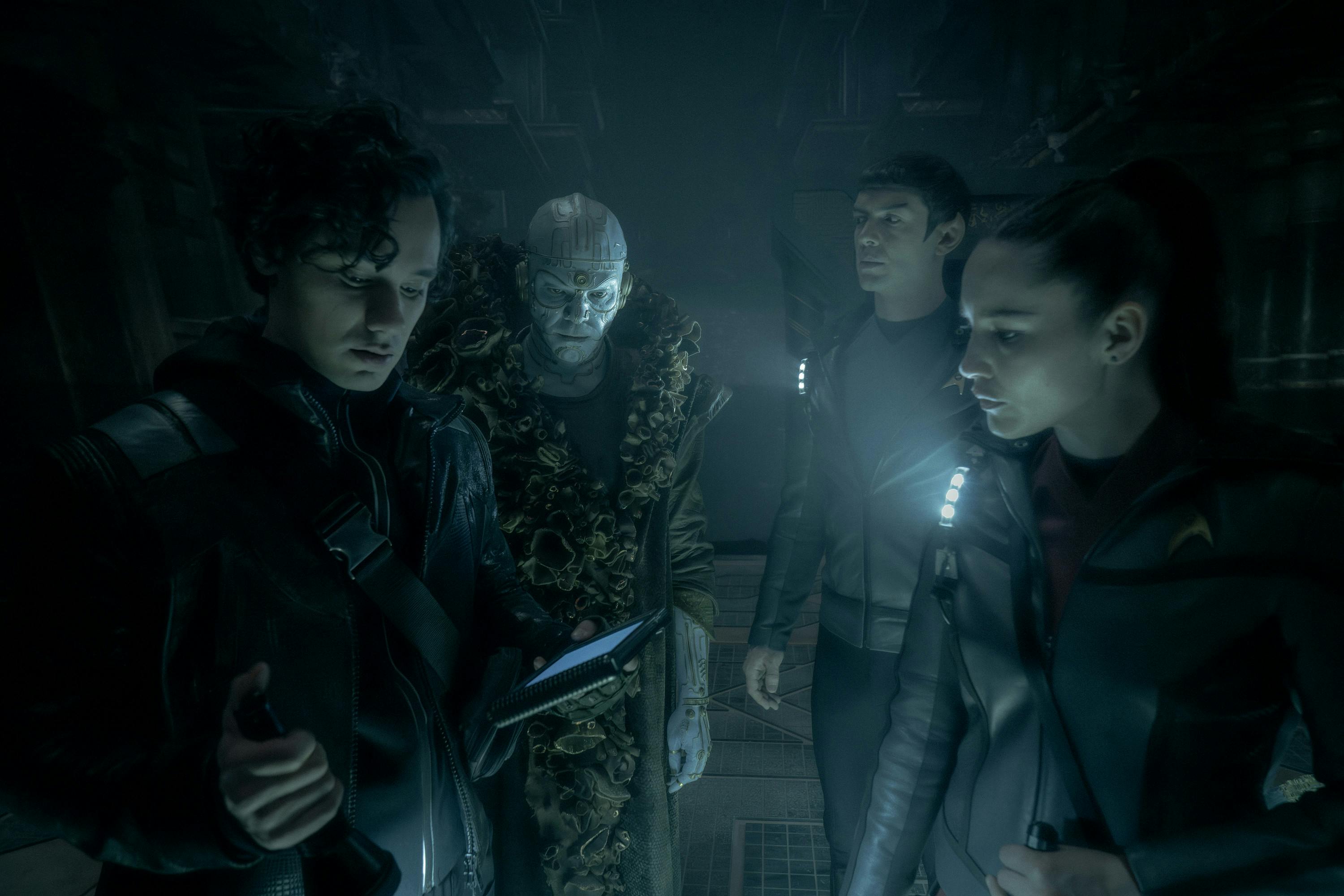 Beto, N'Jal, Spock, and La'An investigate a research site on Vadia Nine in 'Through the Lens of Time'
