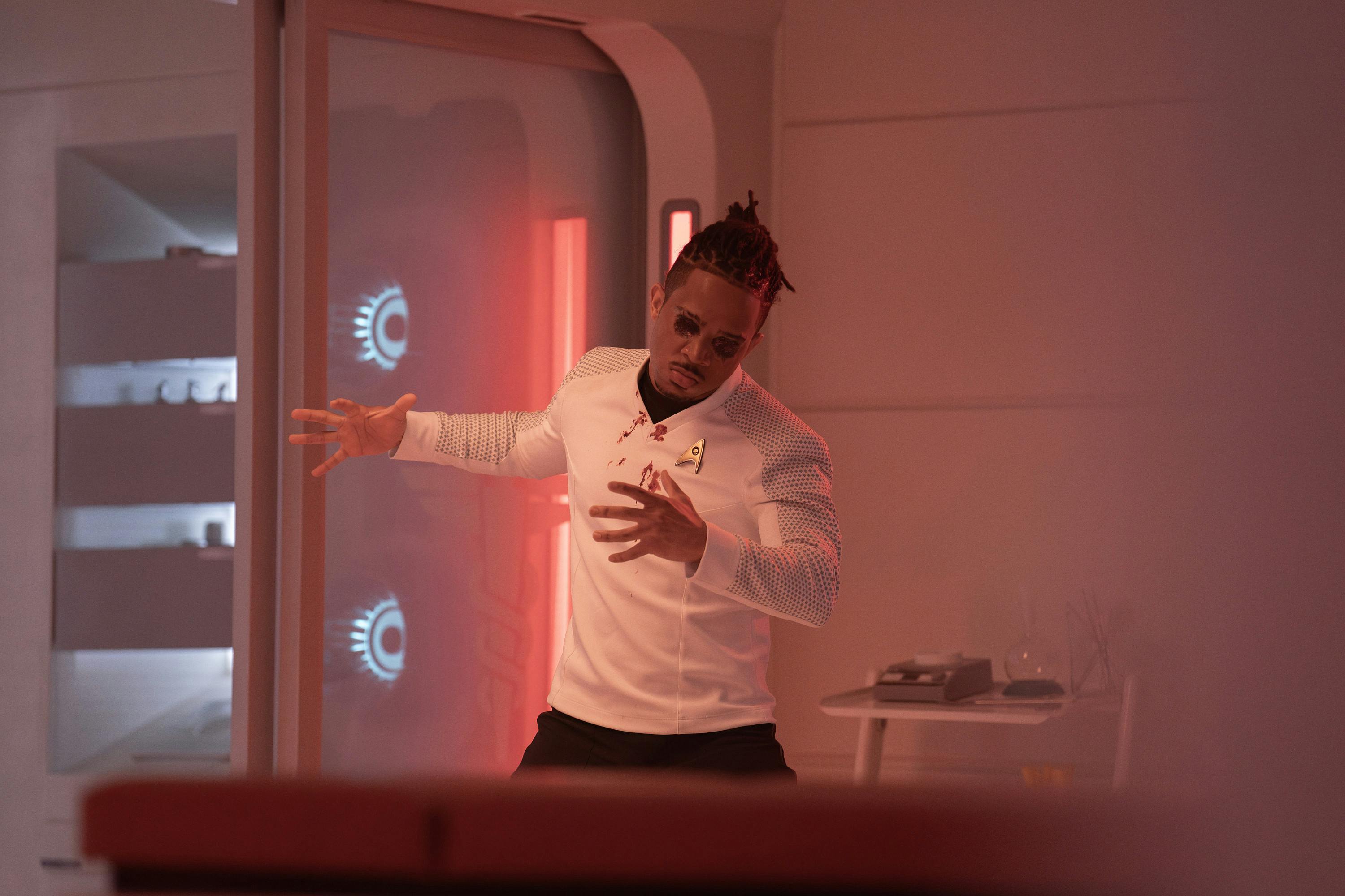 A possessed Ensign Gamble in 'Through the Lens of Time'