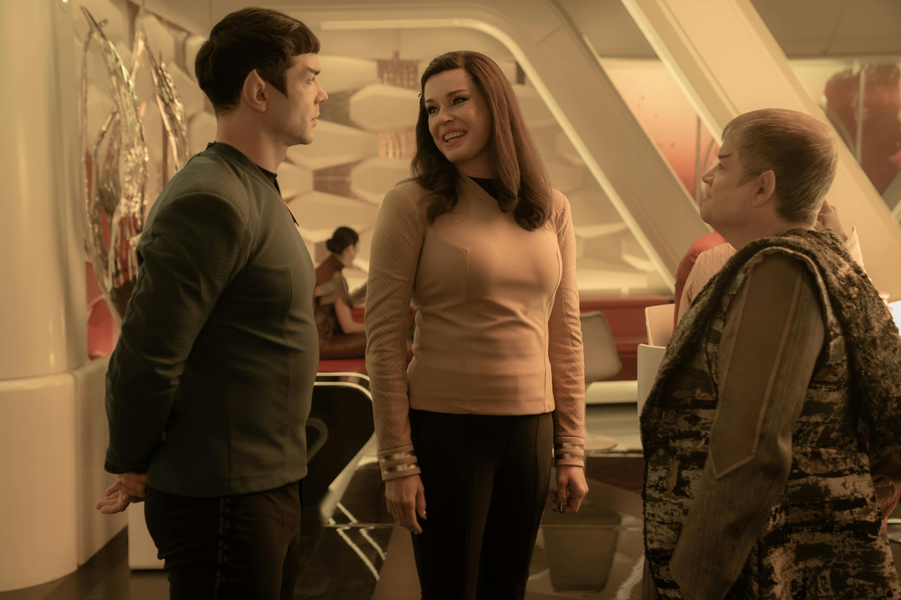 Spock and Una engage in some subterfuge as they meet up with katra expert (and Una's ex) Doug in 'Four-and-a-Half Vulcans'