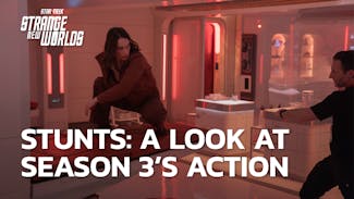 Melanie Scarfano maps out a scene with stunt coordinator Neil Davison in Star Trek: Strange New Worlds