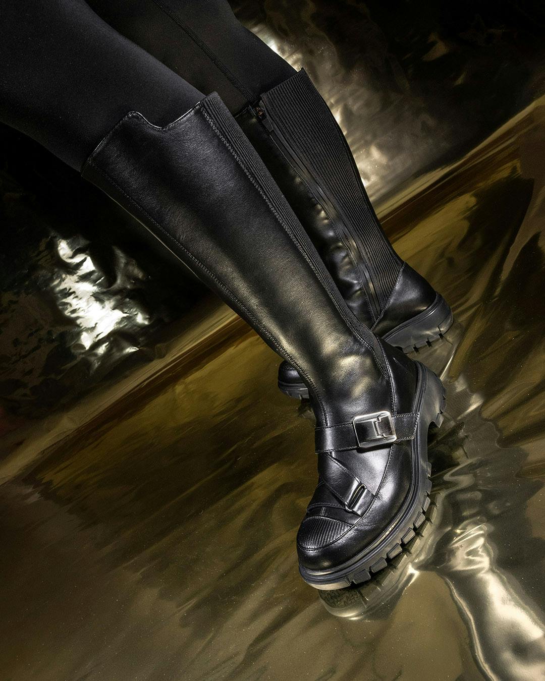 Close-up of Fluevog x Star Trek's Academy boots