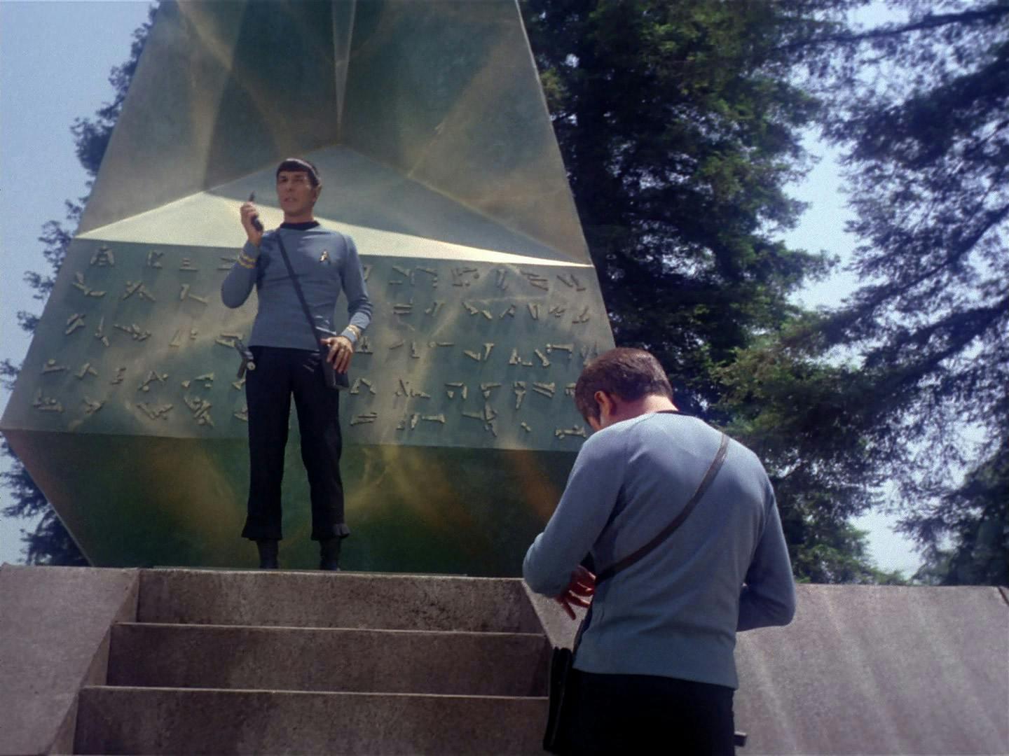Spock and McCoy investigate Preserver technology on the surface of Amerind in 'The Paradise Syndrome"