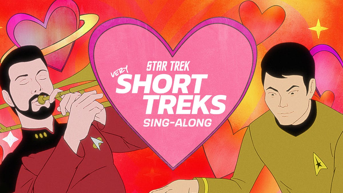 Star Trek: very Short Treks sing-along banner featuring Riker and Sulu