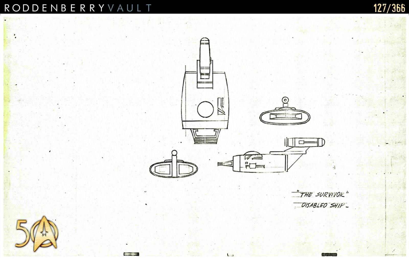 From the Roddenberry 366 Vault - The Animated Series - disabled ship concept from 'The Survivor'