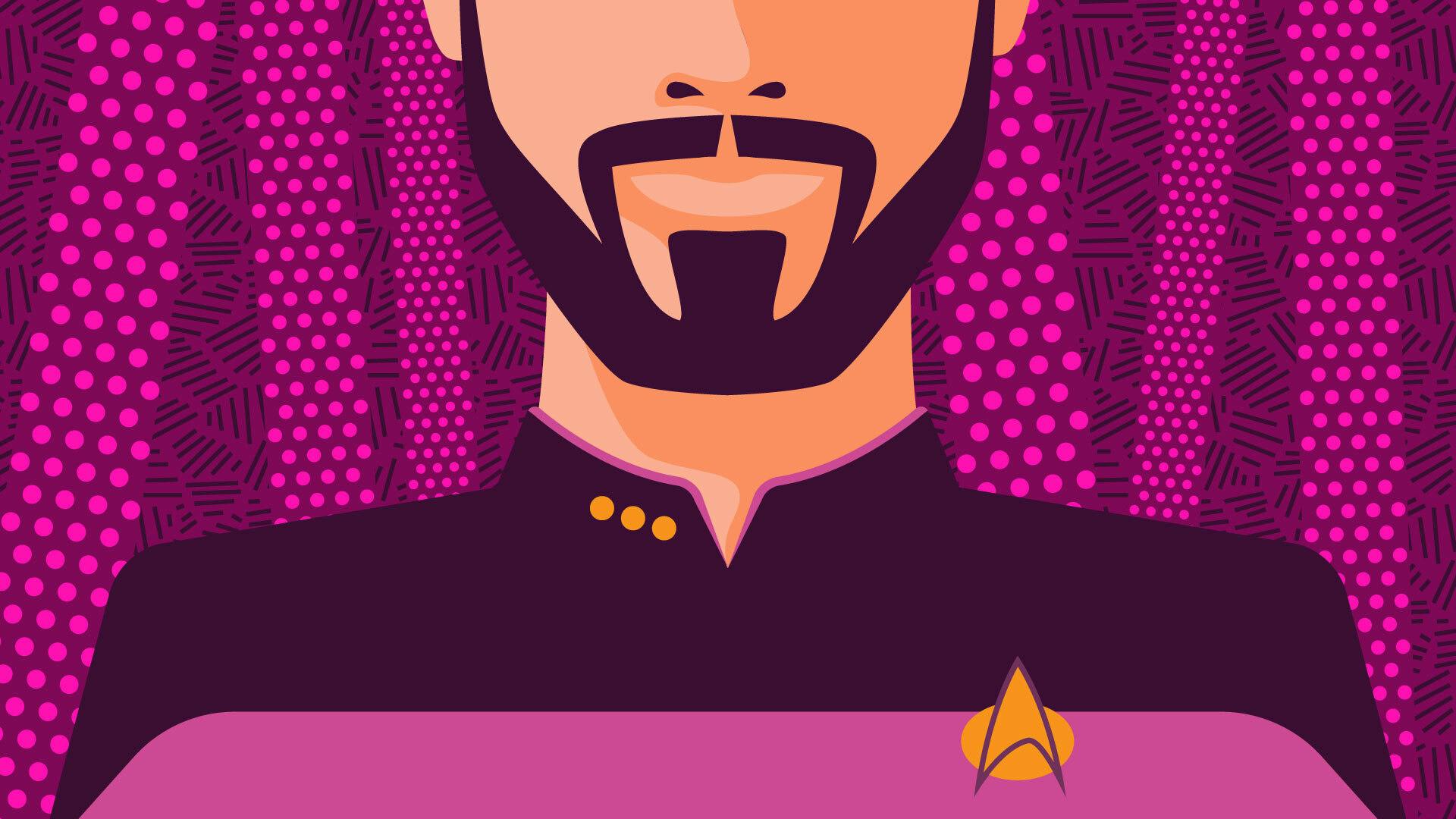 Illustrated banner featuring Riker's beard