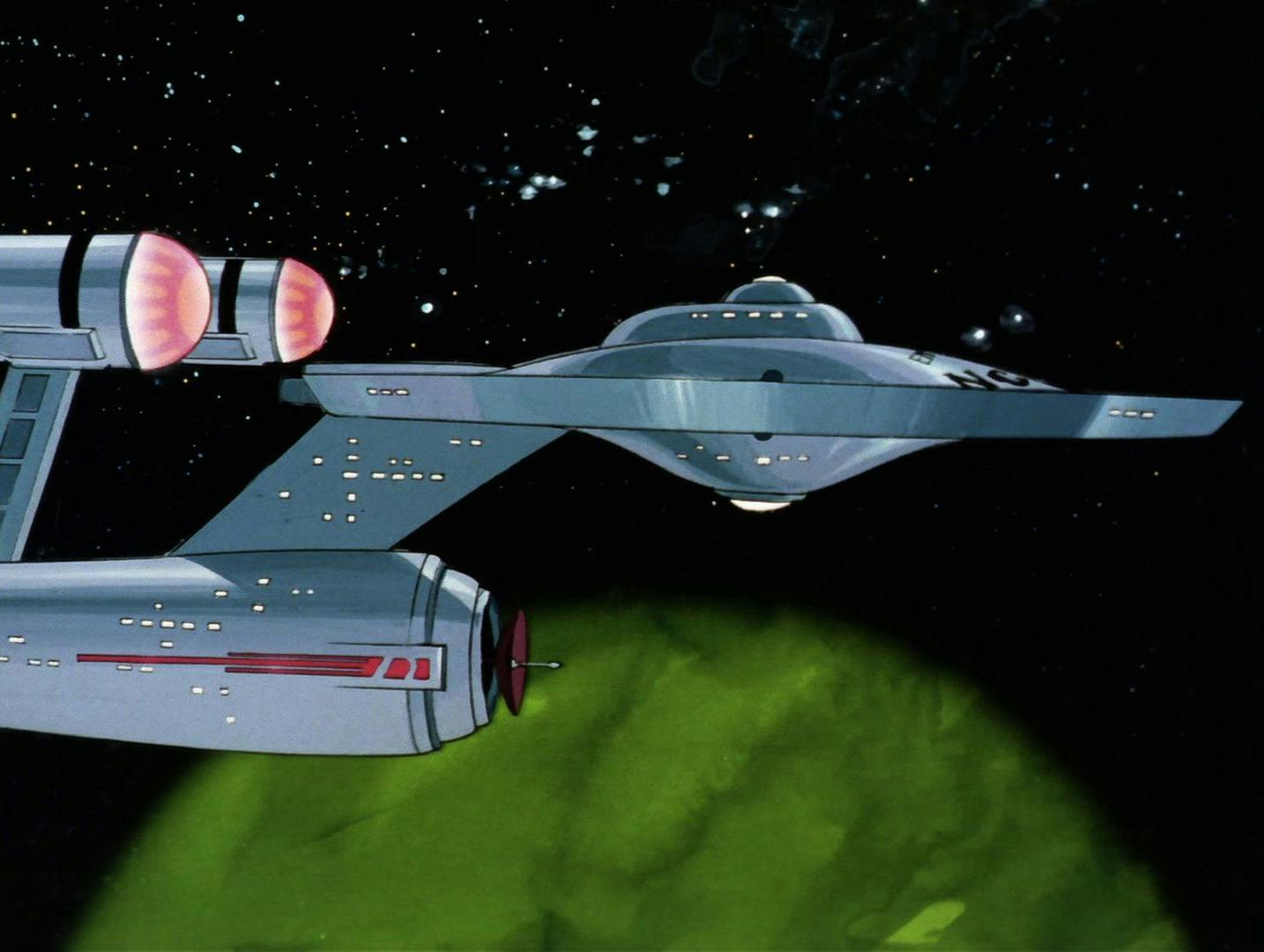 The animated depiction of the U.S.S. Enterprise in 'Bem'