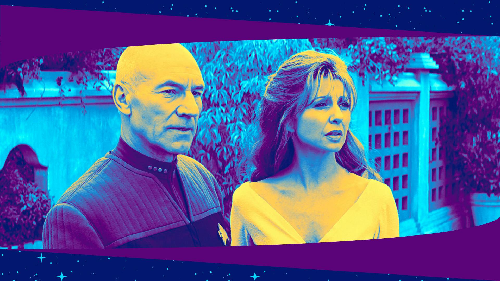 Stylized and filtered still from Star Trek Insurrection featuring Jean-Luc Picard