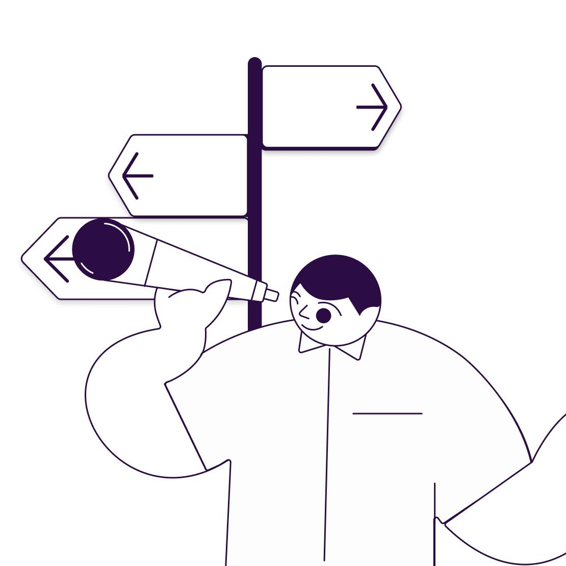 person looking through spyglass