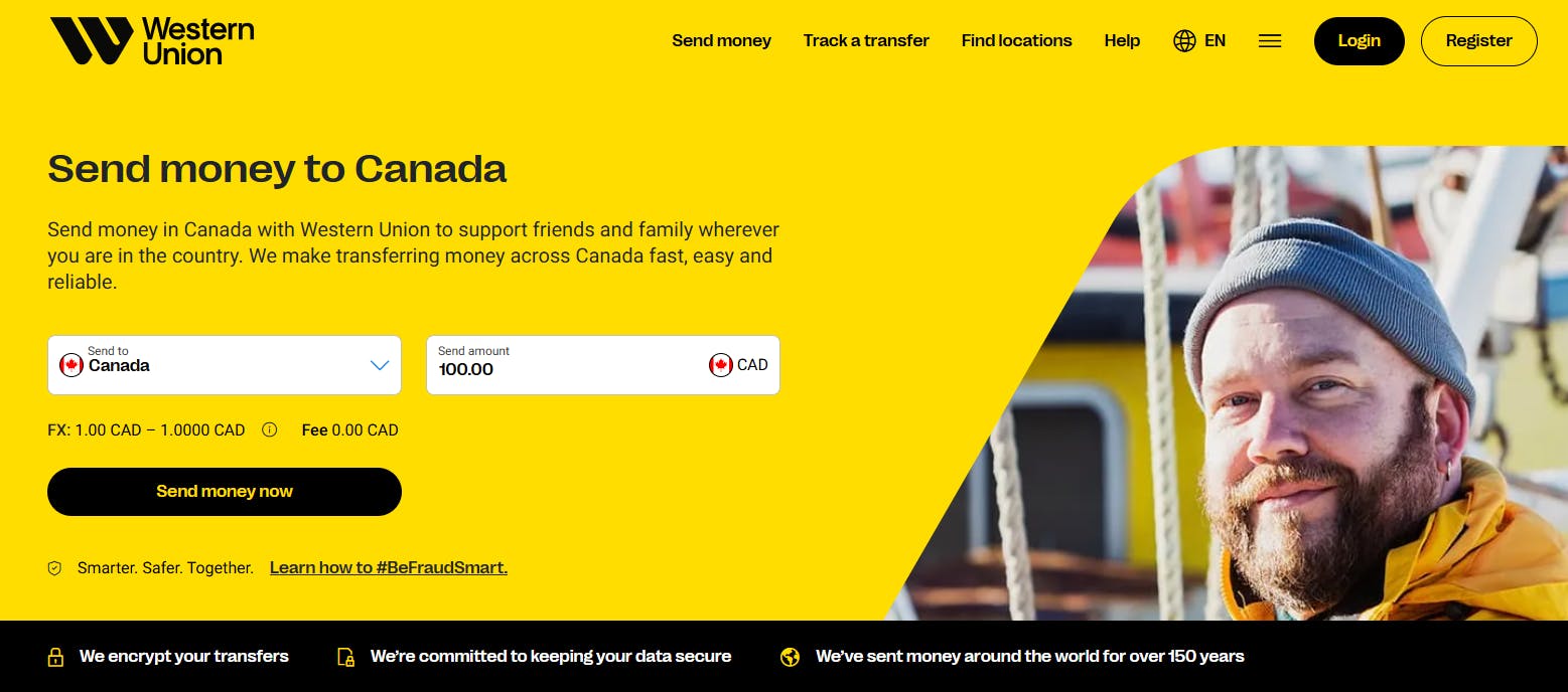 Screenshot of Western Union