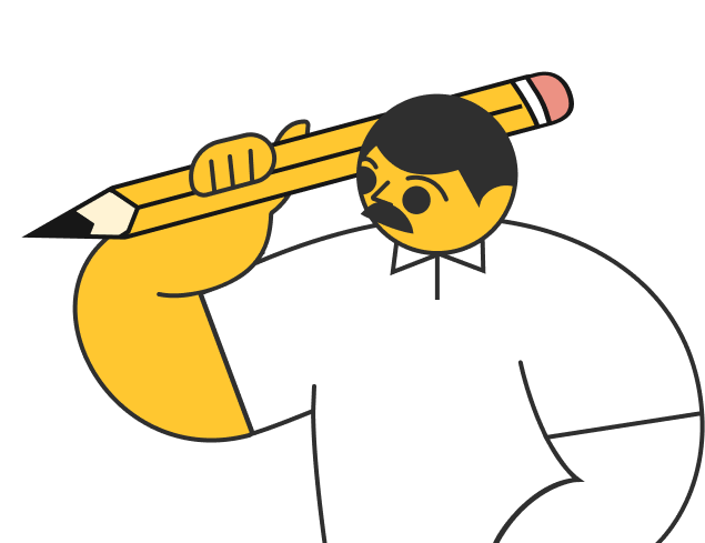 Man holding a pencil on his ear