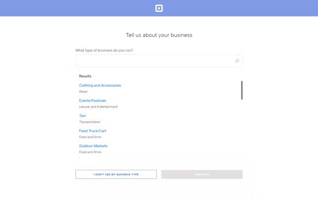 Square signup process