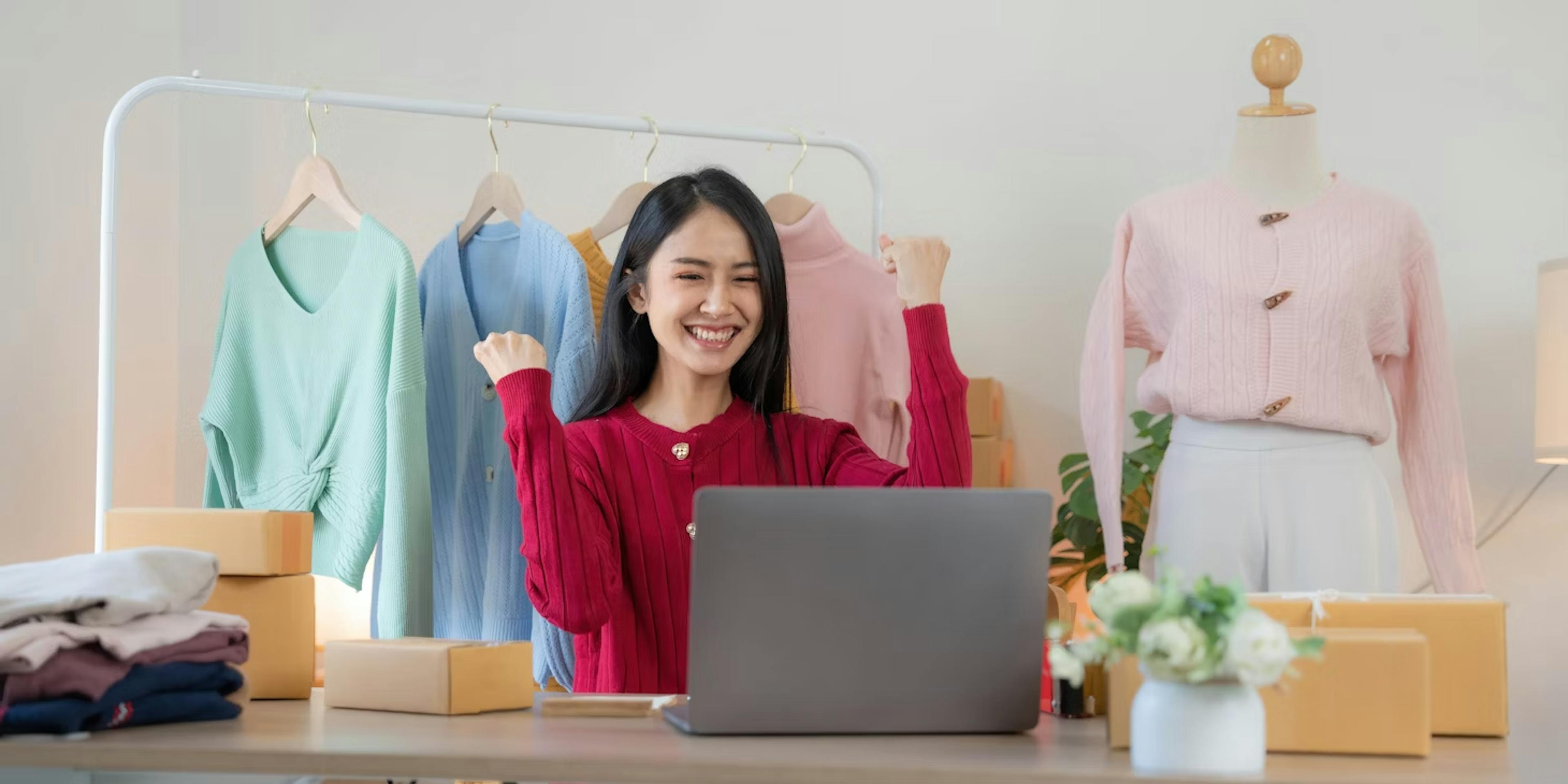 Photo of an person selling clothes online
