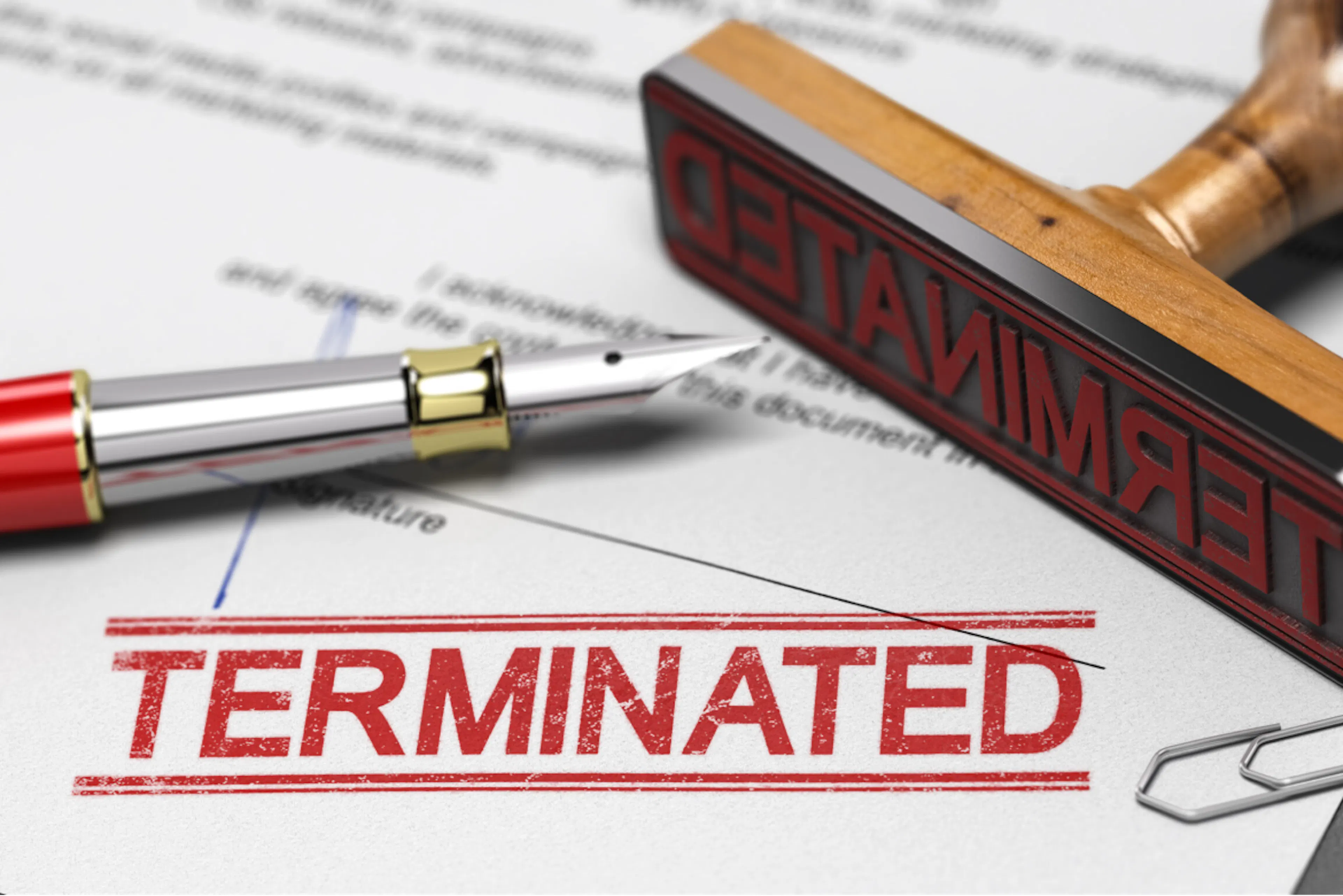 Contract with a teminated stamp on it