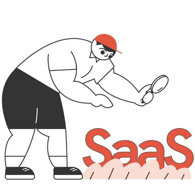 An illustration of a man trying to find out what SaaS is
