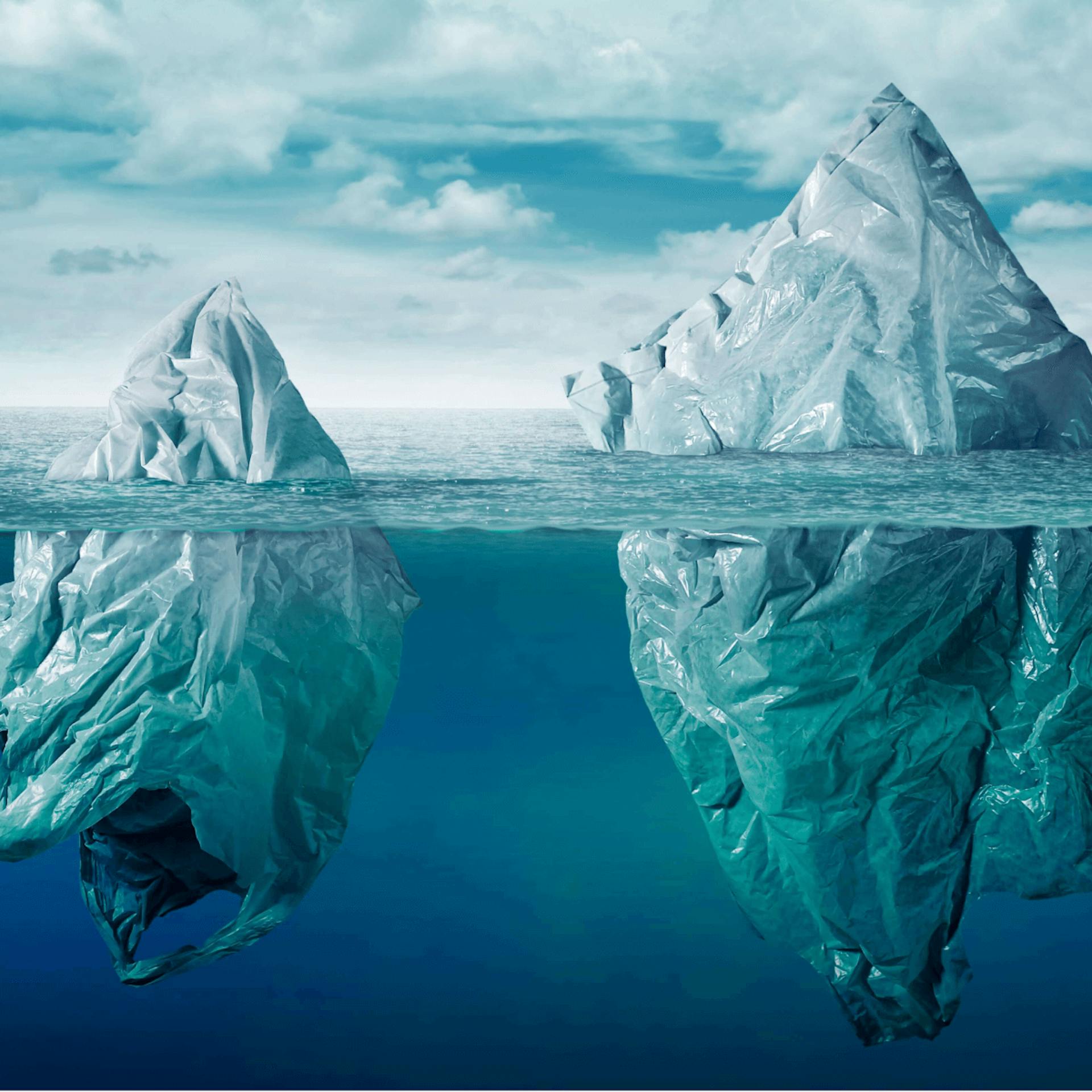a giant plastic bag floating in the ocean