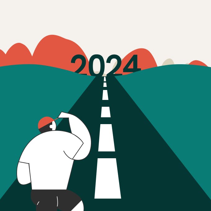 A man looking into the distant and seeing 2024.