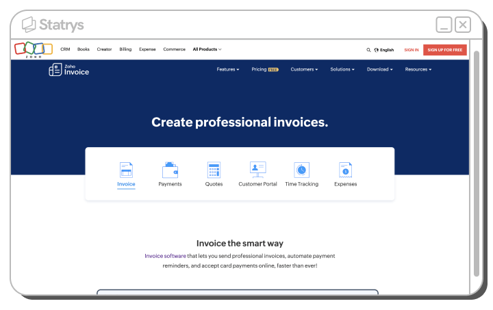 A screenshot of Zoho Invoice