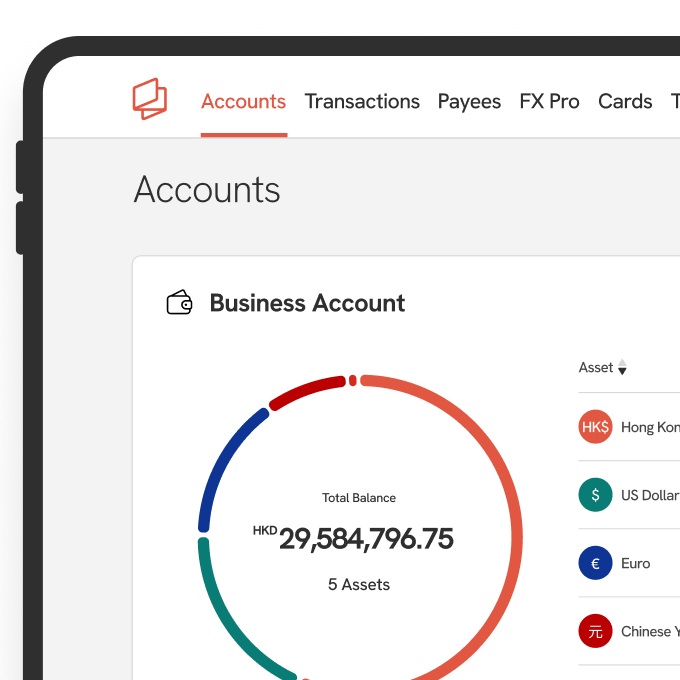 Statrys mobile application dashboard showing a total balance in a business account.