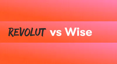 A background with a text titled "Revolut vs Wise"