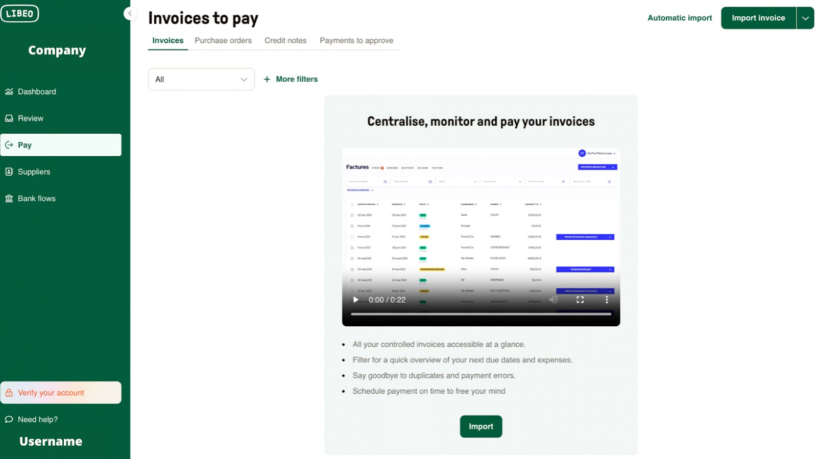 paying invoices on Libeo