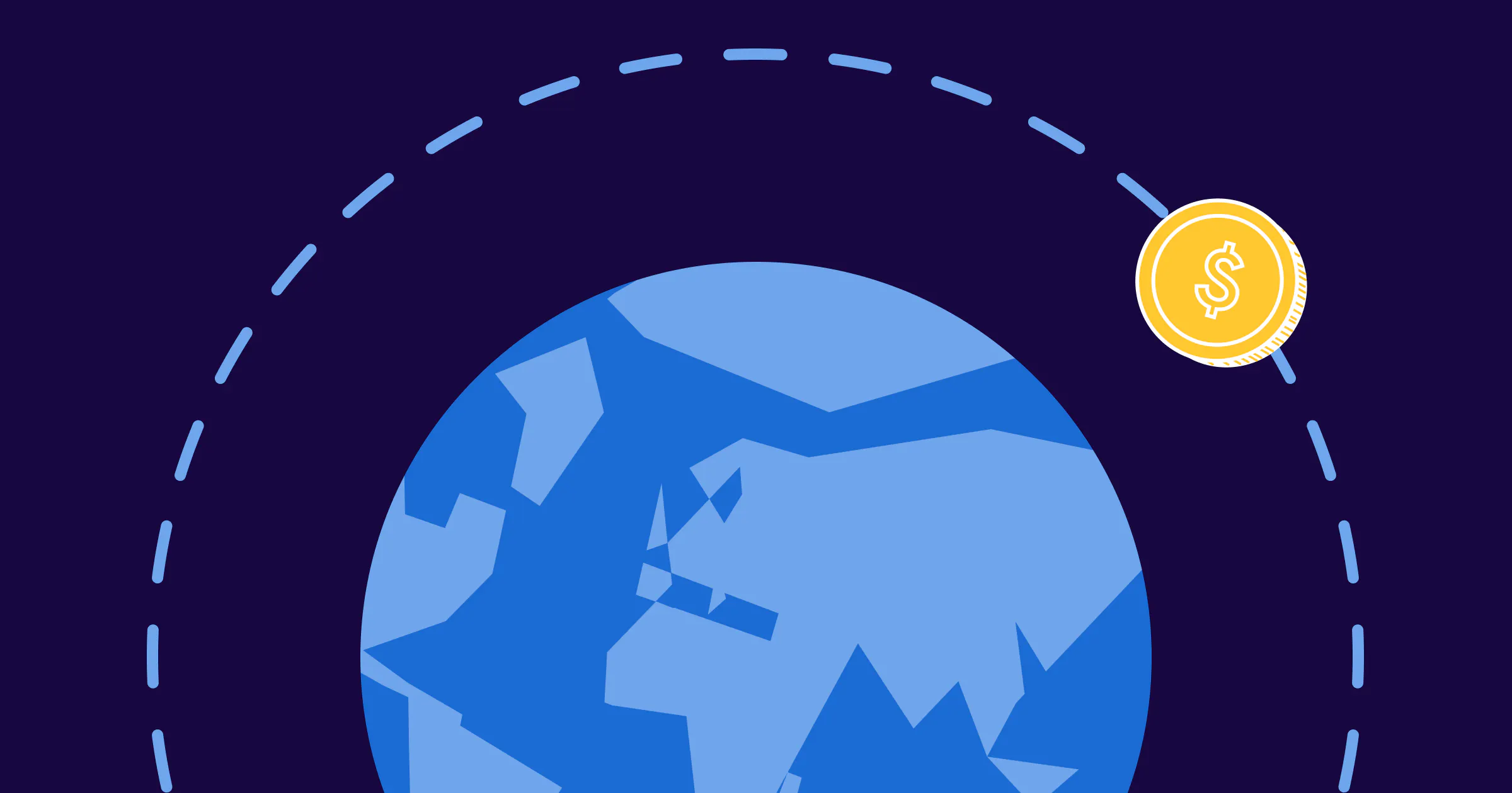 An illustration of an earth and USD coin representing trade finance