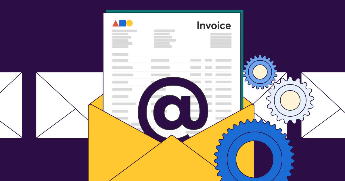 an illustration of an invoice email and an envelope