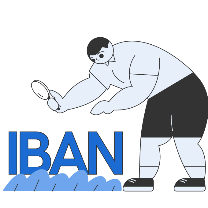 An illustration of statry's mascot looking for his IBAN number