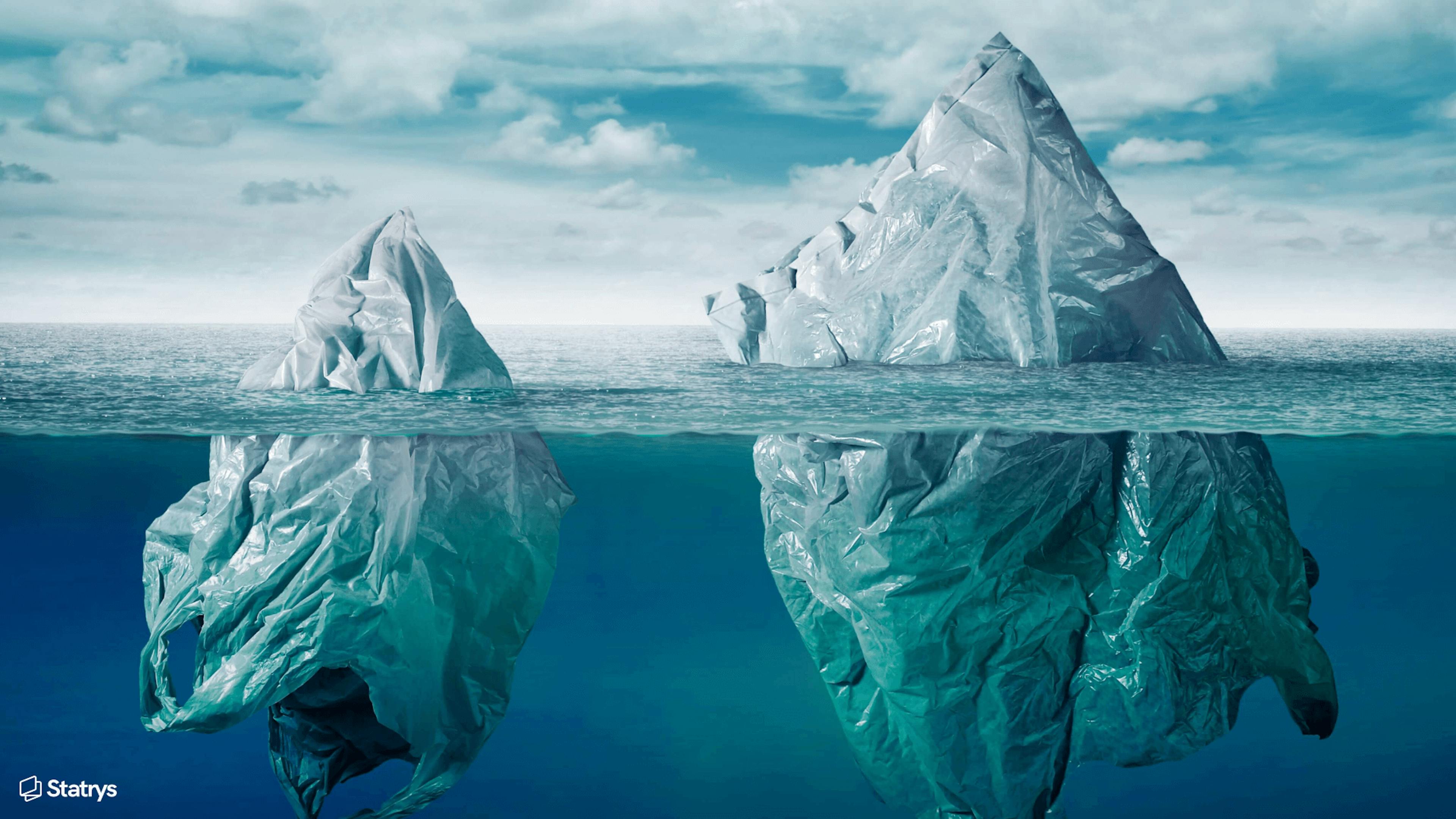 Giant plastic bags floating in the ocean