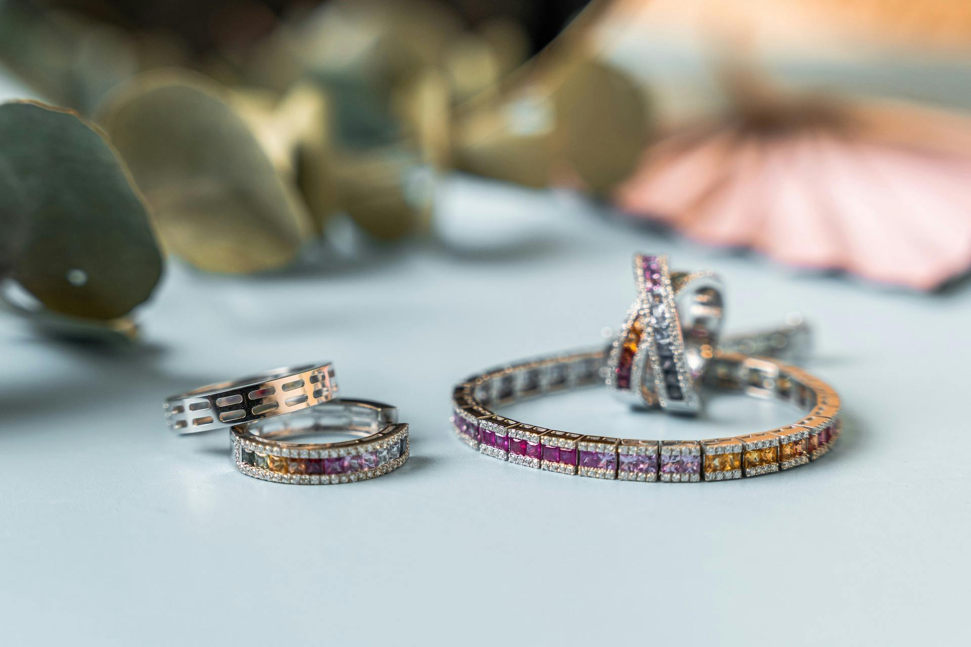 An image of some jewelry like earrings and a bracelet.