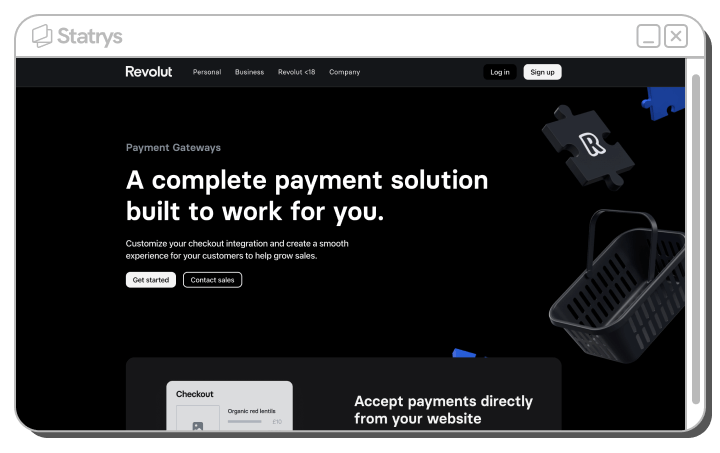 Screenshot of Revolut's website