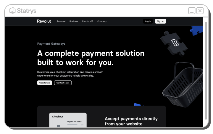 A screenshot of Revolut's website