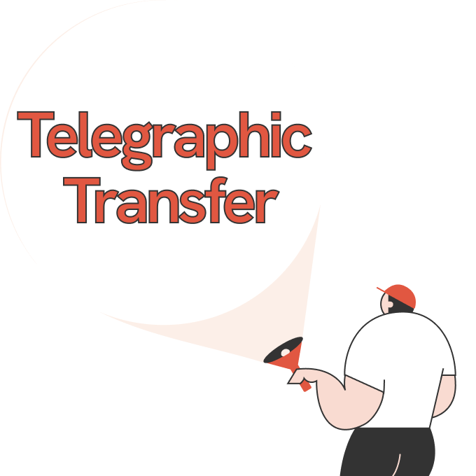An illustrated man exploring how Telegraphic Transfer works