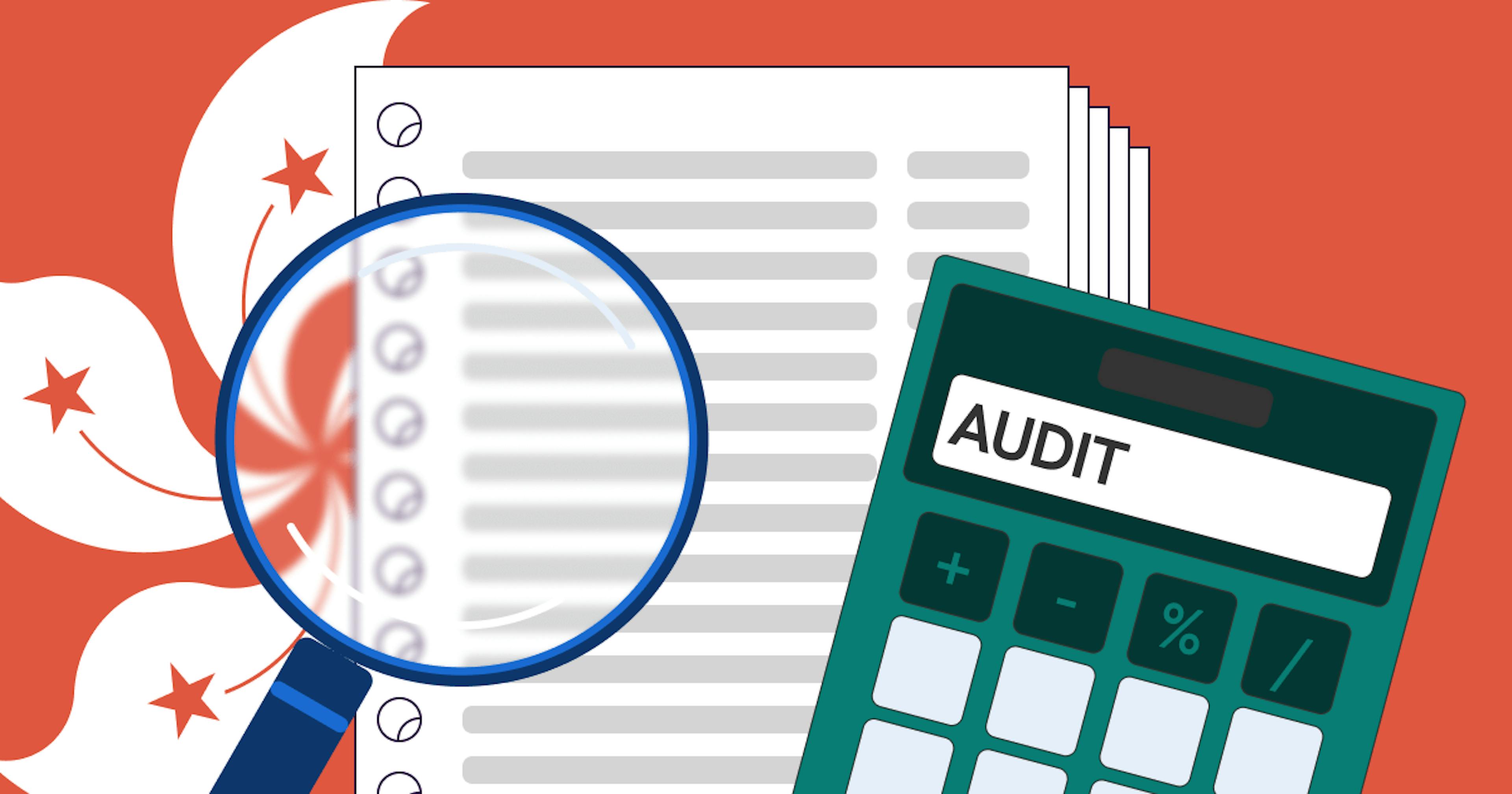 an illustration of a calculator with the word "AUDIT" on it