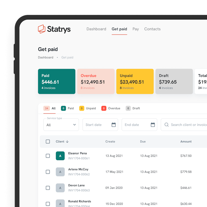 A graphic of Statrys' Invoice Management tool.