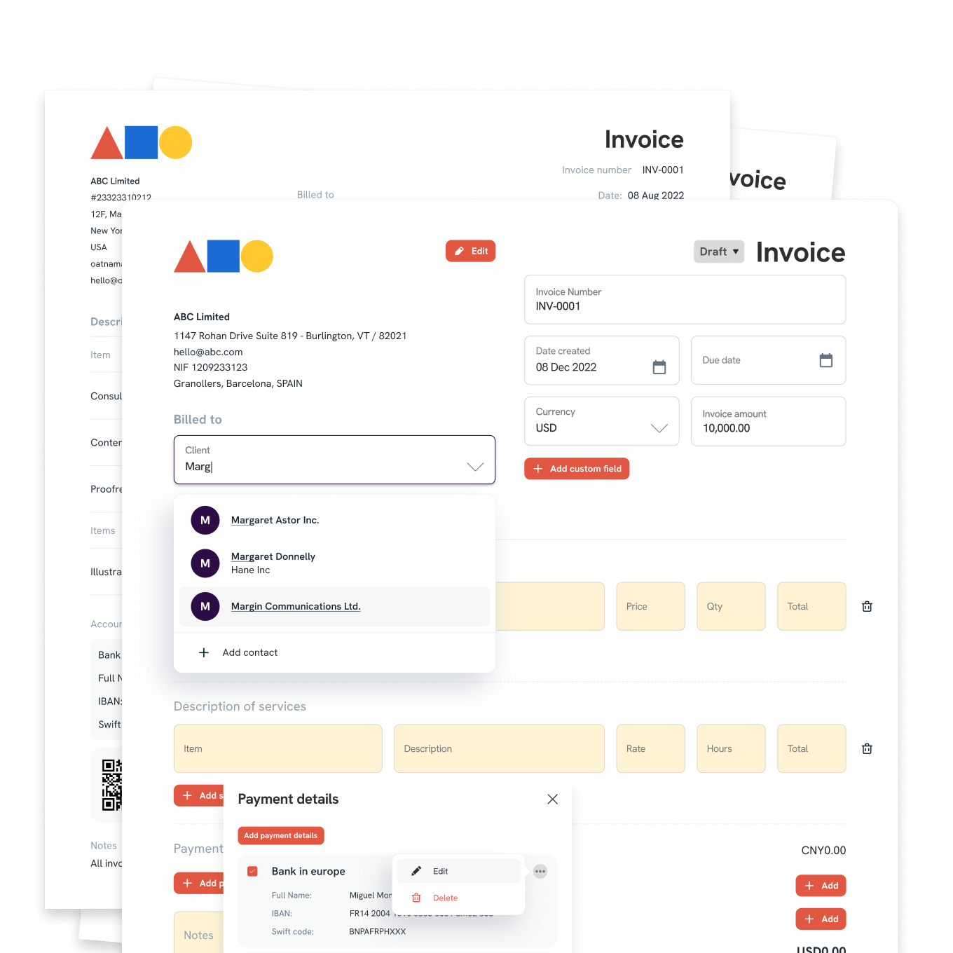 a screenshot of Statrys' invoicing software
