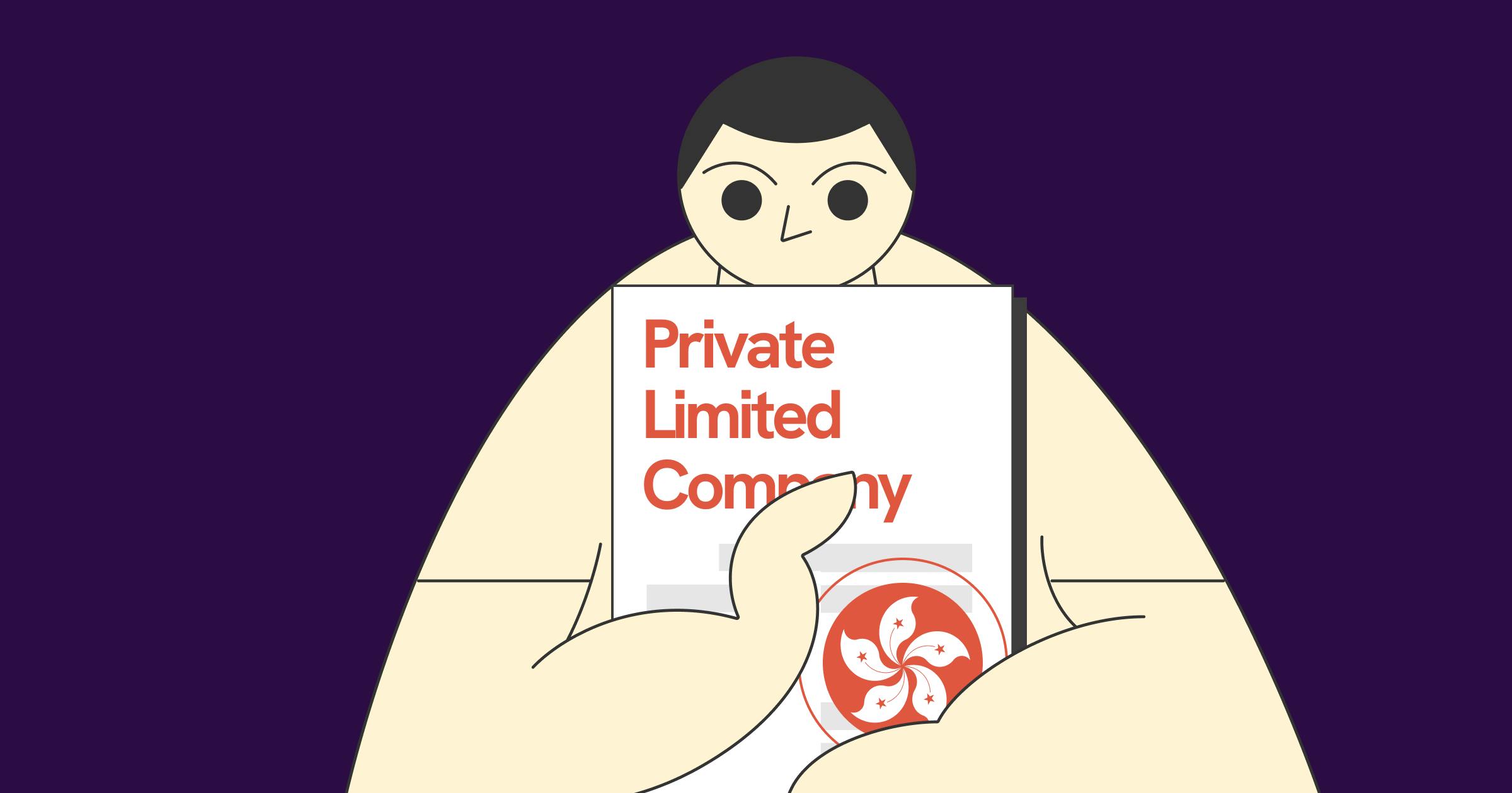 an illustration of statrys mascot holding a book that says private limited company