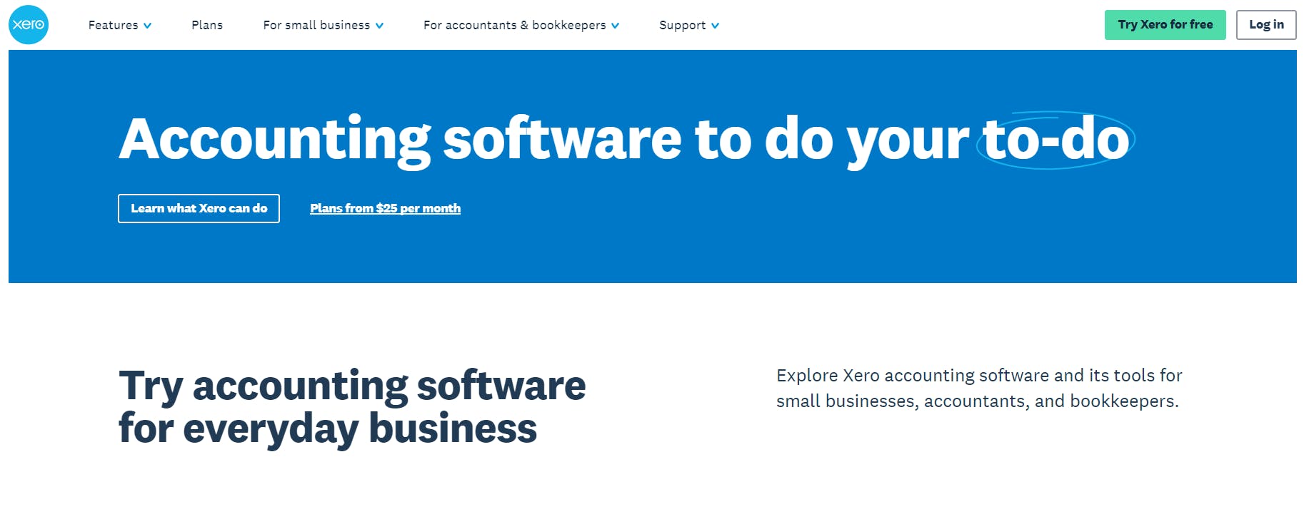 xero.com homepage screenshot