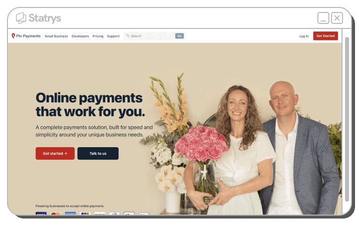 A screenshot of Pin Payment's website