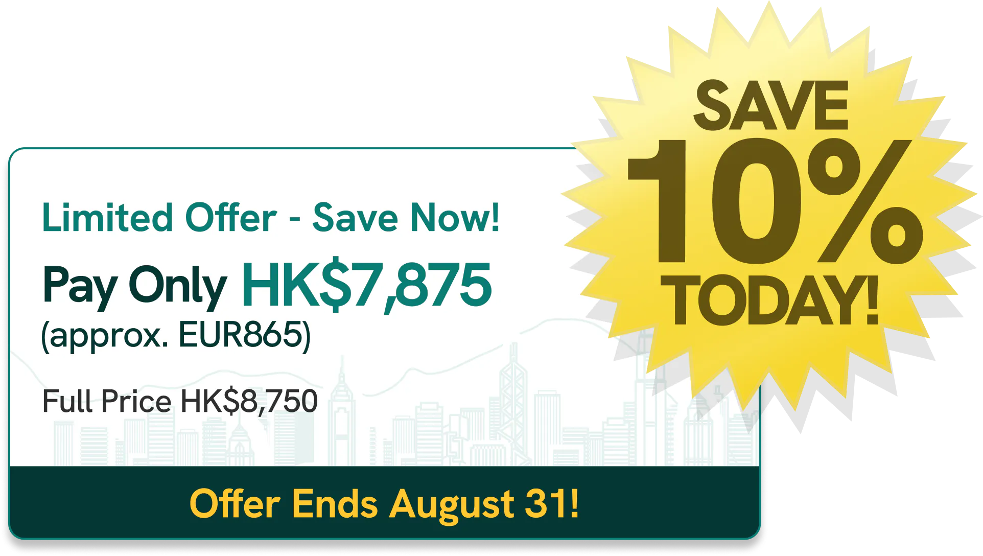 Hong Kong company creation promotion 10% discount, ends on 31 August 2026