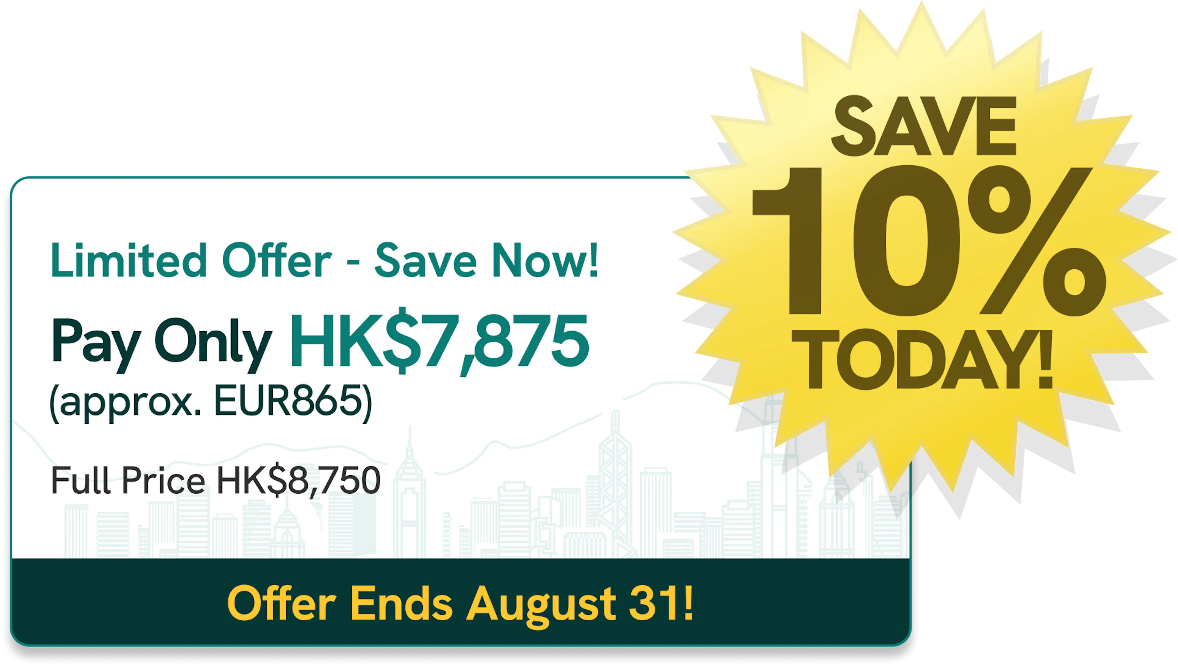 Hong Kong company creation promotion 10% discount, ends on 31 August 2026