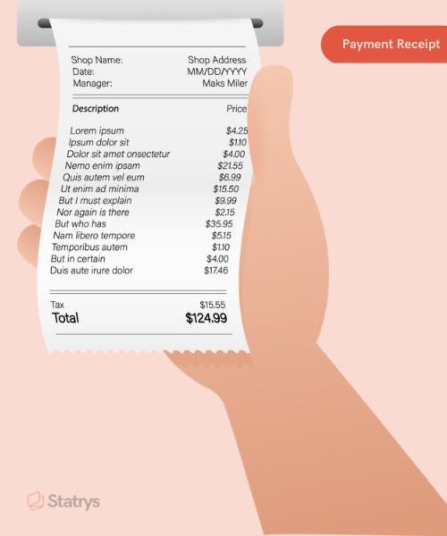 Payment receipt illustration example