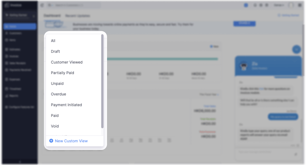 zoho dropdown