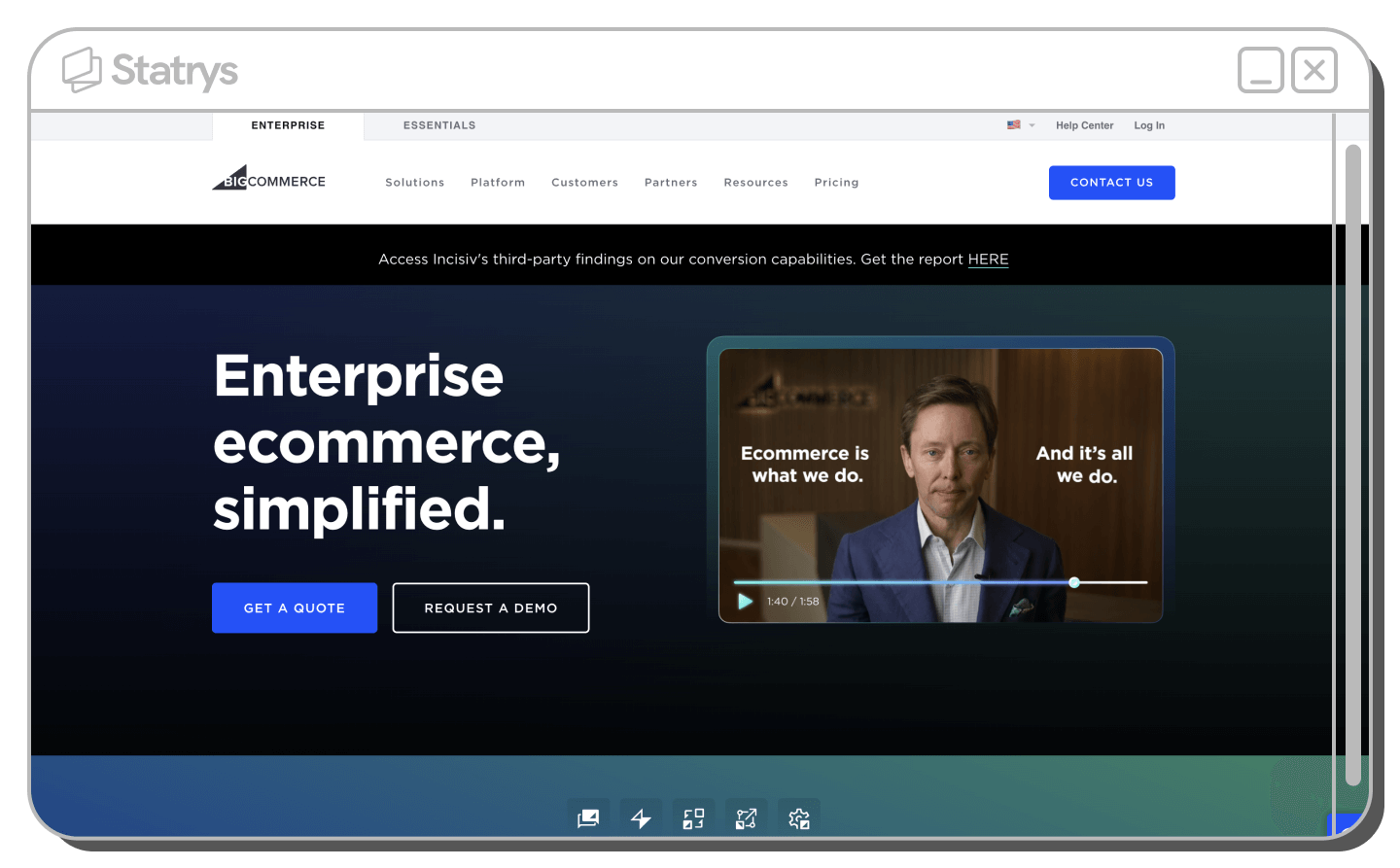 Screenshot of Bigcommerce