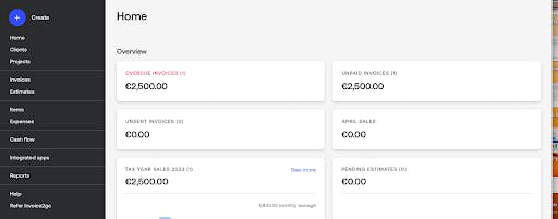 Invoice2go user interface