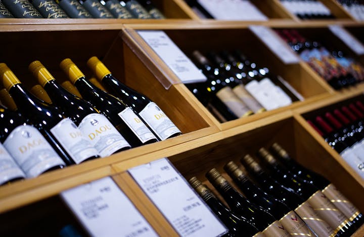 Wine bottles arranged on a shelf