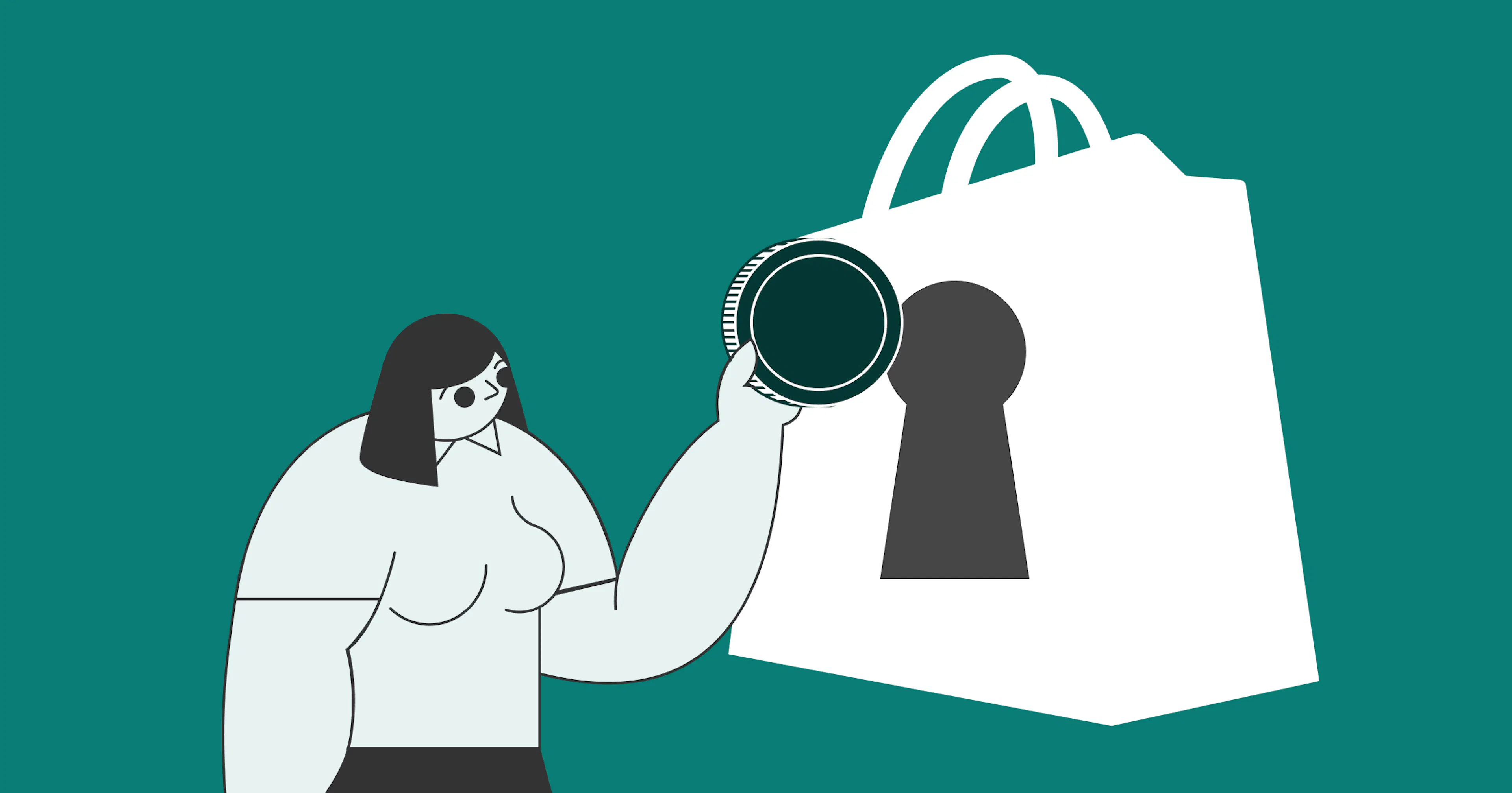 Illustration of statrys female mascot shopping 