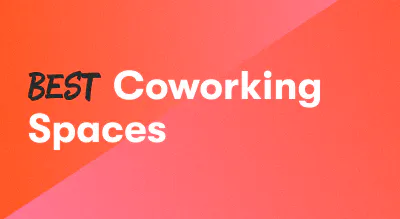 A background with a text titled "Best Coworking Spaces"
